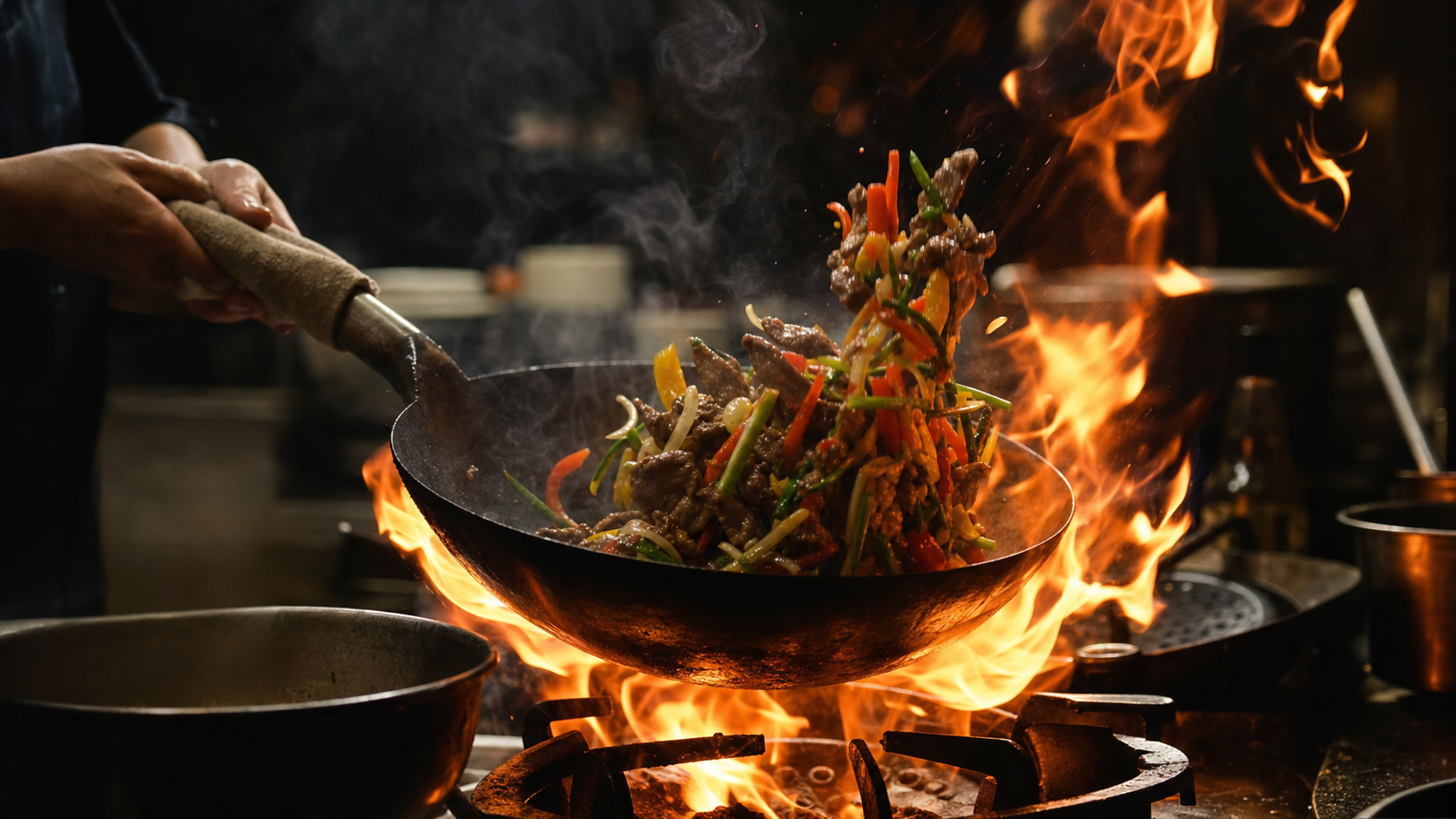 Step 4: Stir-fry tossed over a blazing wok flame
