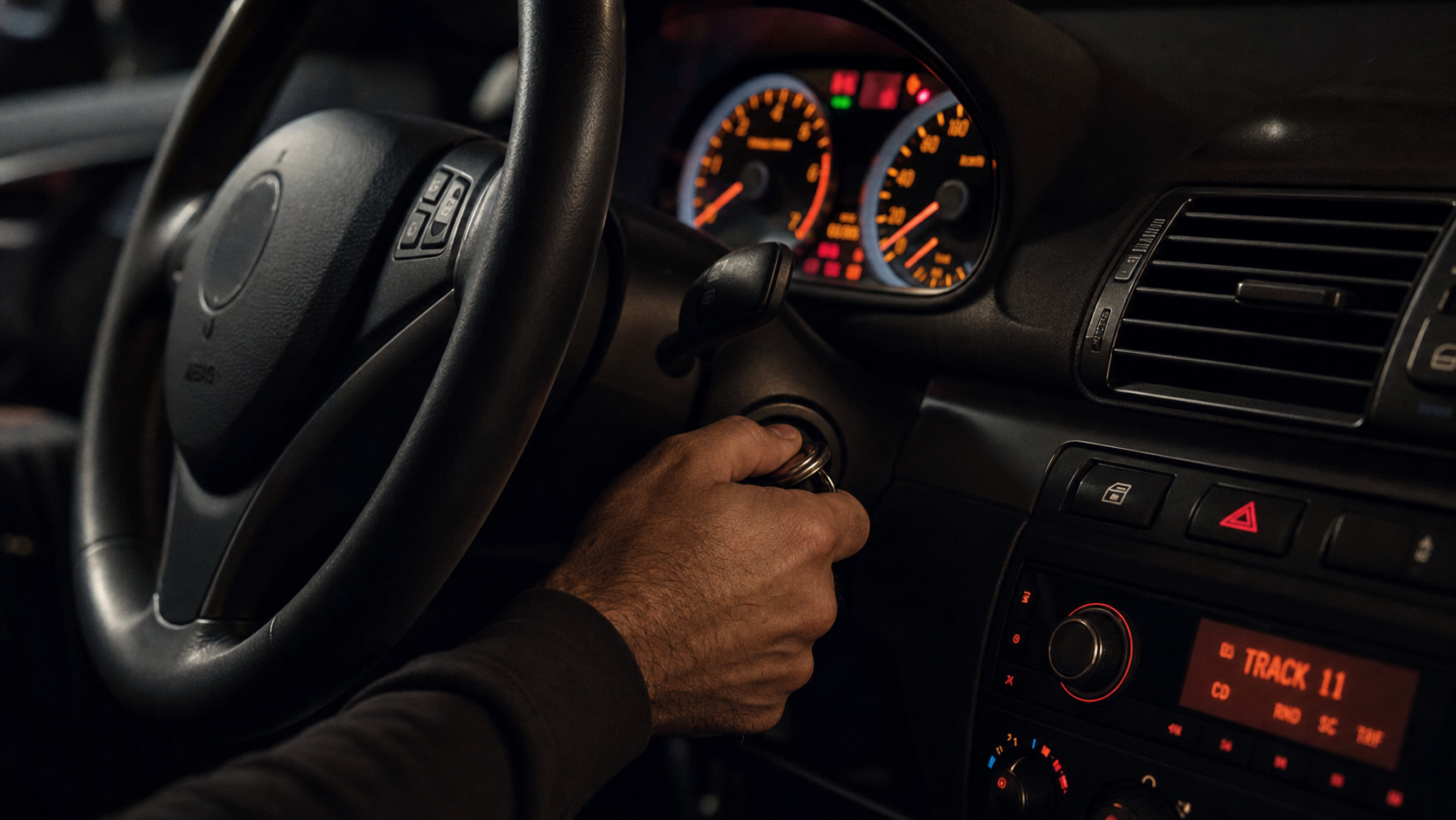 Step 5: Turning the ignition key to start the engine